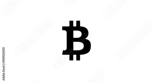 A black Bitcoin logo on a white background symbolizing cryptocurrency