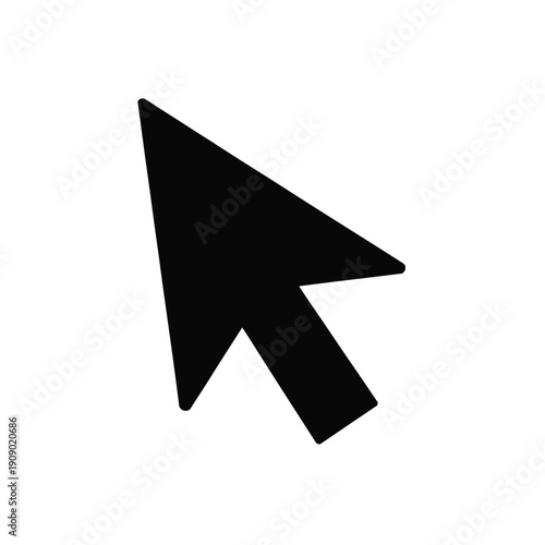 A black computer mouse cursor icon on a white background