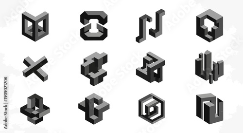 Impossible Geometry: Isometric Optical Illusion Shapes
