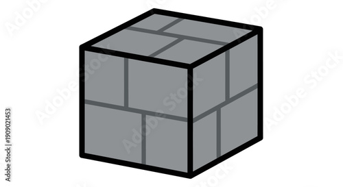 Isometric Stone Block Cube Structure Illustration