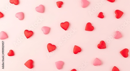 Wallpaper Mural Scattered pink and red heart shapes on a light background Torontodigital.ca