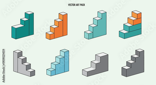 Isometric Steps Vector Art Pack for Design Projects