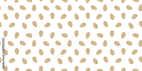 Almond Pattern background. seamless pattern of Almond doodle illustration. doodle almond nut seamless pattern.	