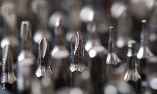Schilderij op canvas A bunch of screwdrivers with a pointed end