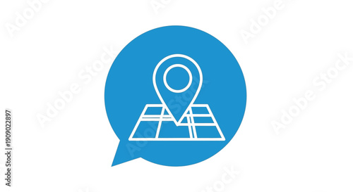 Location Pin on Map Icon in Blue Speech Bubble