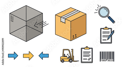 Logistics and Supply Chain Management Icons Set