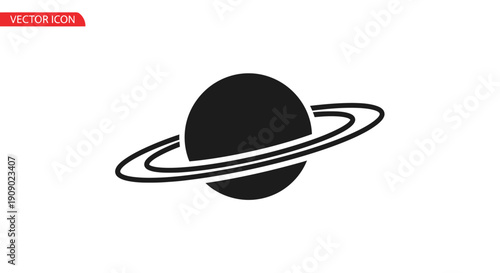 Saturn Planet Icon Black Simple.