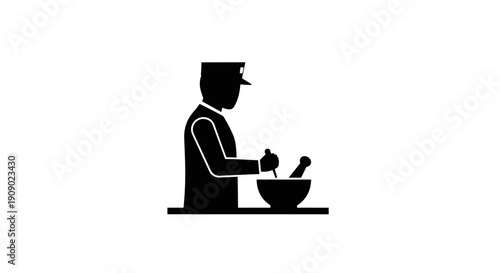 Silhouette of a chef cooking.