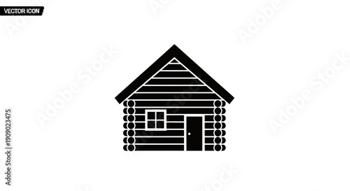 Simple Log Cabin House Icon.