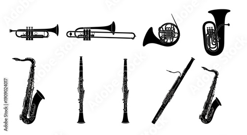 Musical Instruments Silhouette Collection for Orchestral Design