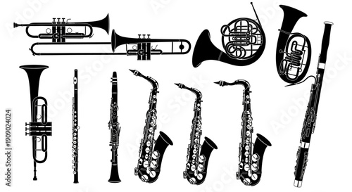 Musical Instruments Silhouette Collection Vector