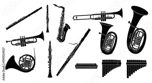 Musical Instruments Silhouette Collection Isolated