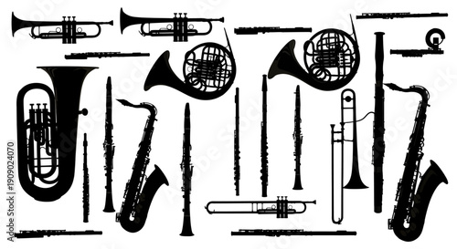 Musical Instruments Silhouettes Collection Vector