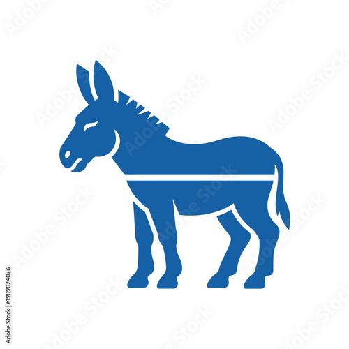 The iconic Democratic Party donkey symbol is displayed in blue against a white background.