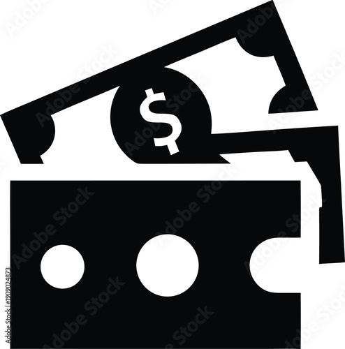 wallet with coins silhouette vector illustration on transparent background