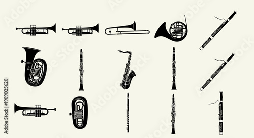 Orchestral Instruments Collection: Trumpet, Saxophone, Bassoon