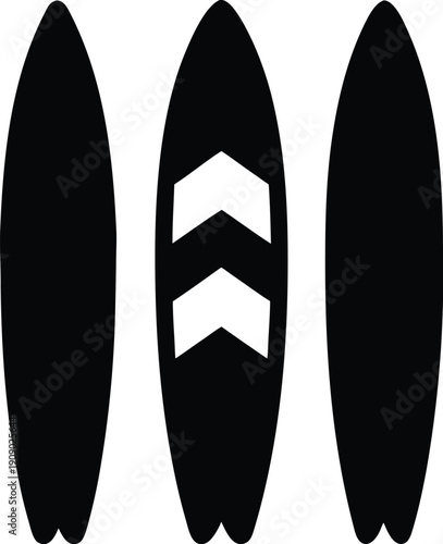 surfboard silhouette vector illustration on transparent background