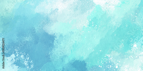 An abstract watercolor painting in shades of light blue and white beautiful watercolor illustration painting background.
