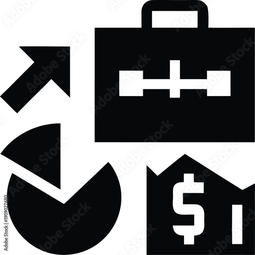 investment portfolio silhouette vector illustration on transparent background