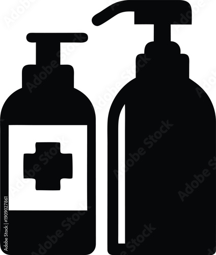 hand sanitizer bottle silhouette vector illustration on transparent background