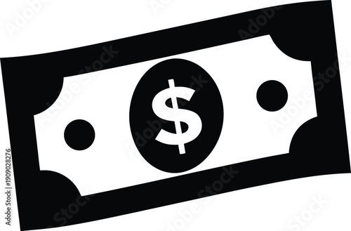 dollar bill silhouette vector illustration on transparent background