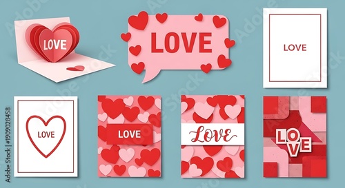 Wallpaper Mural Creative valentine's day cards with heart and love designs for romantic occasions Torontodigital.ca