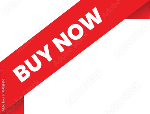 A red banner with the words 'BUY NOW' in white letters on a white background