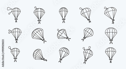 Parachutes Collection: Hand-Drawn Vector Illustration