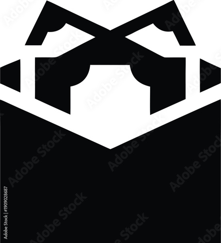 budget envelope silhouette vector illustration on transparent background