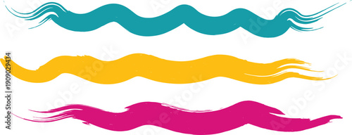 Vibrant colorful wavy lines on white background
