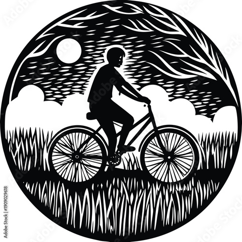 silhouette of a cyclist