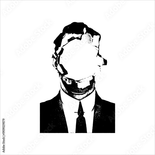 Faceless man in suit abstract portrait