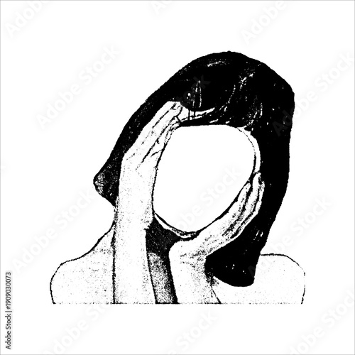 Vászonkép Faceless woman holding head abstract illustration