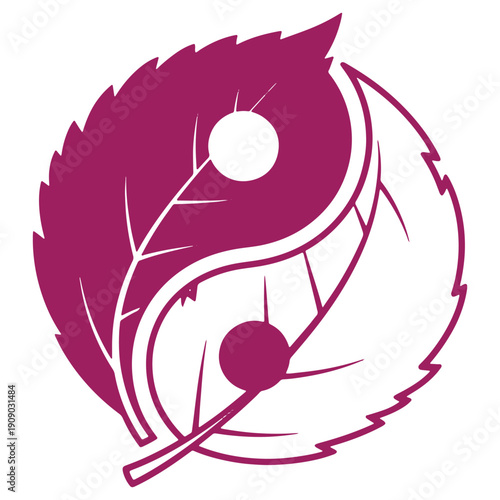 Purple Feather and Yin Yang Symbol Design Element for Harmony and Balance