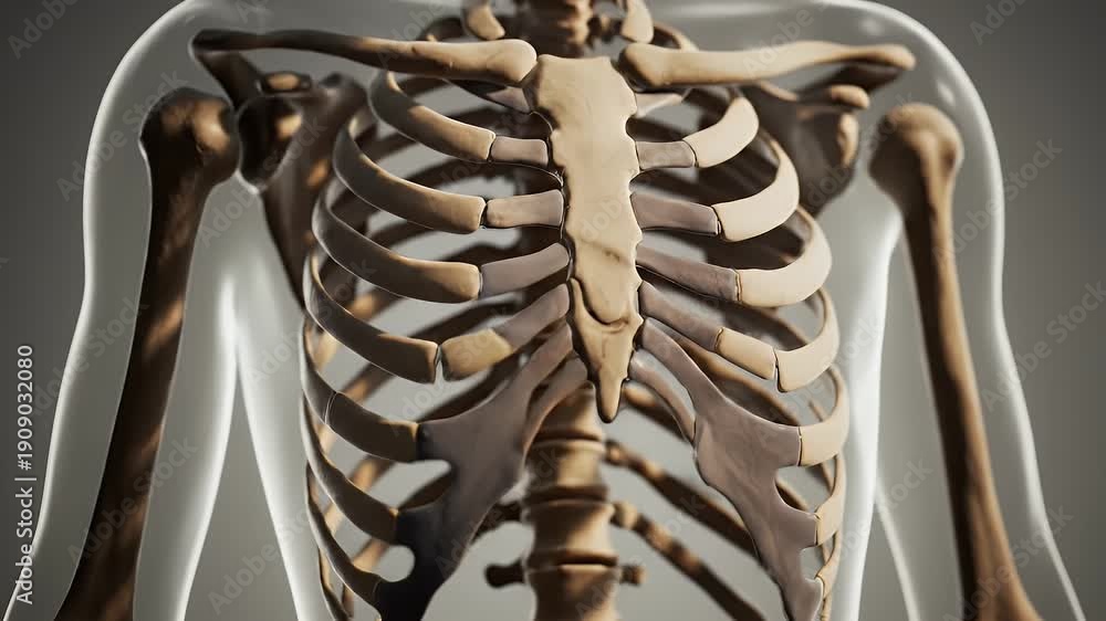 Rib Cage Bone Structure 3D Animation of Human Torso and Bones with ...