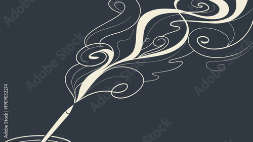 A minimalist vector graphic illustration of a cigarette with swirling smoke on a dark background