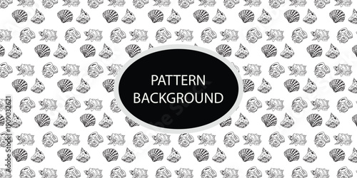Black outline shell underwater popular pattern