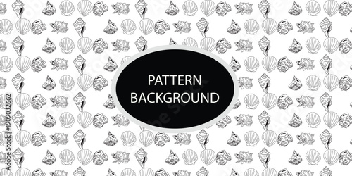 Black outline shell underwater popular pattern