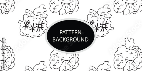 Outline black and white organ human pattern background design