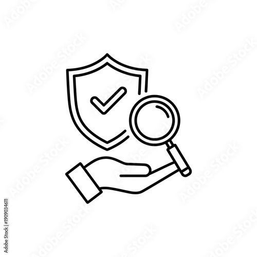 Anti fraud simple outline line icon on white background
