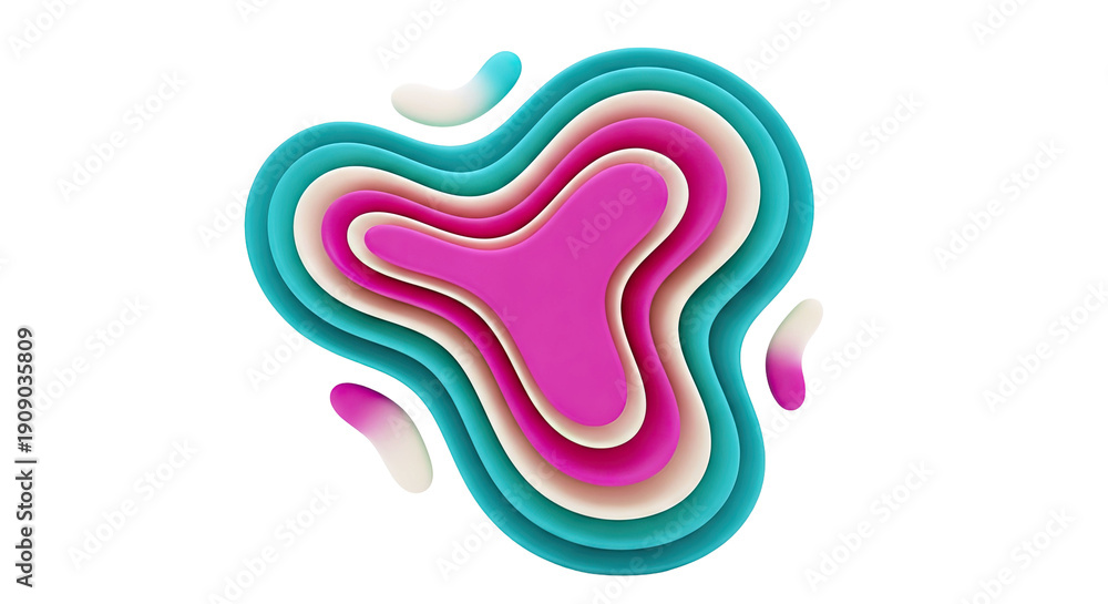 Obraz premium Abstract layered fluid shapes with pink, cream, and teal colors