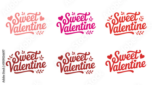A collection of Sweet Valentine logos in various red and pink shades
