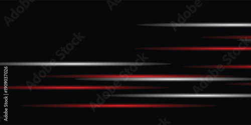 3d Rendering. Abstract red and black light pattern with the gradient. Background black dark modern. Luxurious bright red lines with metallic effect