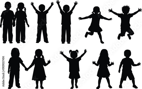 Gorilla hand gesture mascot set, powerful ape vector illustration isolated on white background, strong primate character collection design