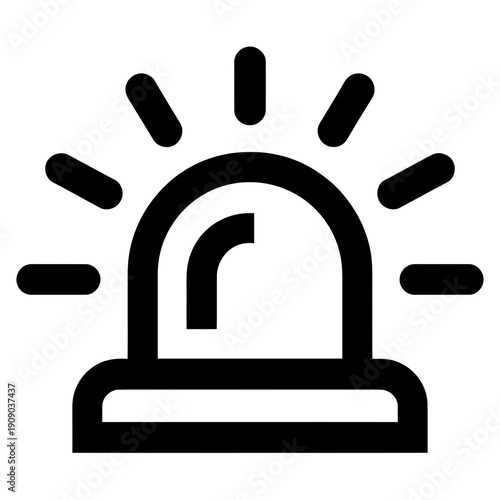 A black and white illustration of a police siren light on a plain background