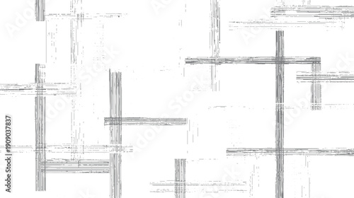 Abstract pattern of intersecting grey lines and dashes on white background texture
