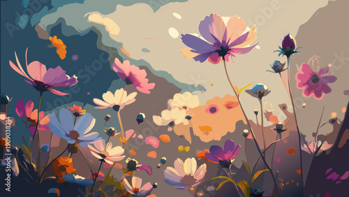 abstract background with flowers