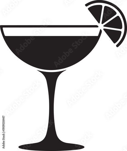 Cocktail glass vector illustration drink tropical refreshing fruit garnish