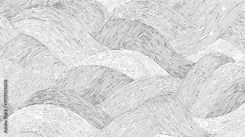 Intertwined flowing lines creating a textured abstract pattern in shades of grey and white