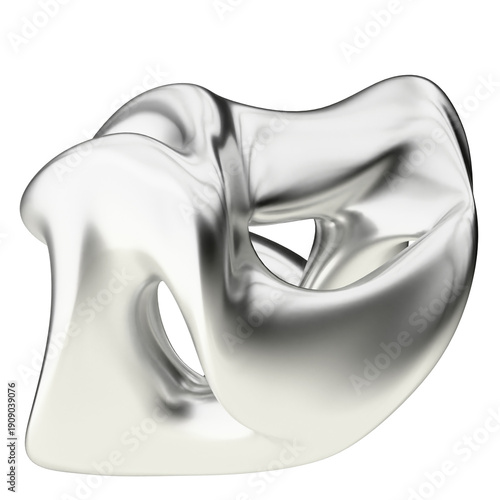 Iridescent Chrome Blob Y2K Design Element